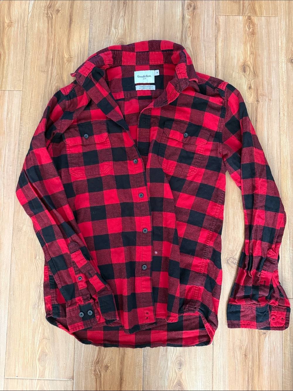 Goodfellow & Co Red and Black Plaid Flannel Shirt